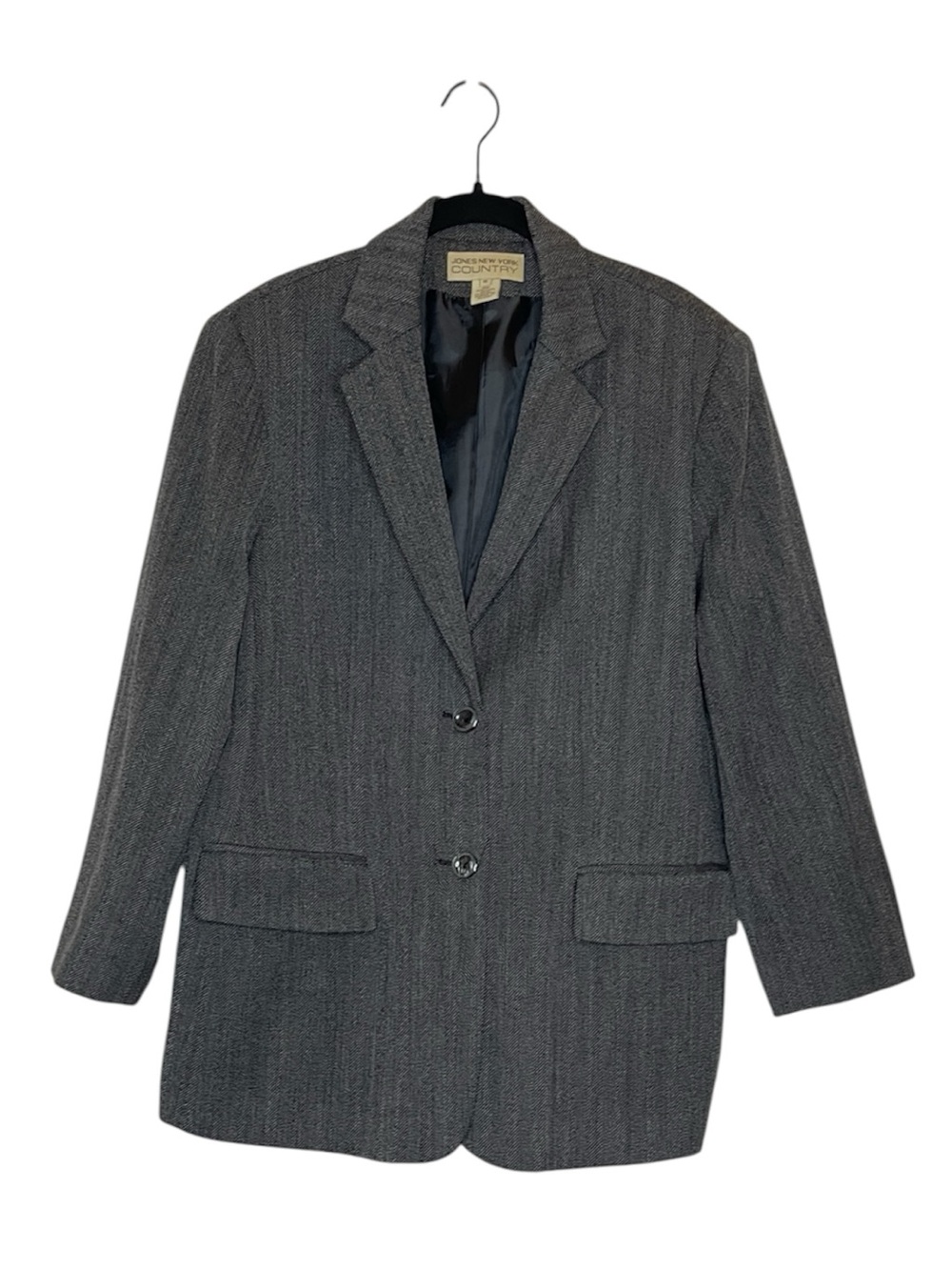 Jones New York Wool Blazer Gray Tweed Coat Jacket Vintage Preppy Capsule SZ 16